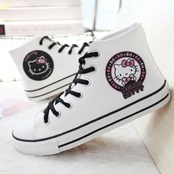Hello Kitty Canvas Shoe Fashion Women High Top Single Shoes Anime Girl Casual Non-slip Shoes Vulcanized Shoes Sneakers Gifts - Nuotrauka 2  