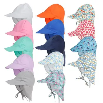 Summer Sun Hat Neck Ear Cover Beach Flap Cap Breathable for Children Boy Girl - Nuotrauka 2  