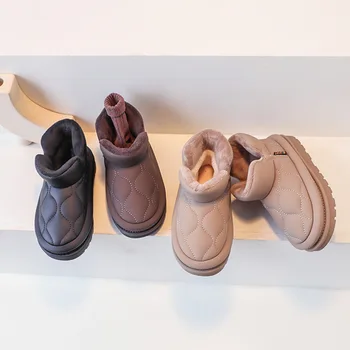 Nauji vaikiški sniego batai Vaikų kulkšnies batai Baby Girls prekės ženklas Odiniai batai Berniukai Neperšlampami madingi batai Mažylių batai žiemai - Nuotrauka 2  