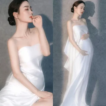2023 Nauja motinystės tema Fotografijos nuotraukos Drabužiai Mada Suknelė Nėščios moterys Suknelės Chalatas Nėštumo nuotrauka Ilga suknelė - Nuotrauka 2  