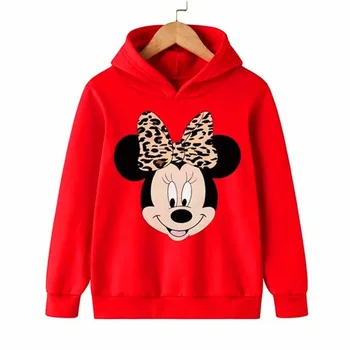 Cartoon Minnie Mouse Print Hoodies Kids Clothes Sweatshirt Girls Children Cotton Long Sleeve Džemperis Drabužių dropship - Nuotrauka 2  