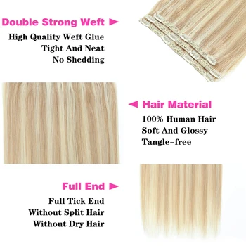 Clip In Hair Extensions 100% Human Hair 3 Pieces Bone Straight Clip Ins Hair Extension 50-100G Real Natural European Hair 14-28