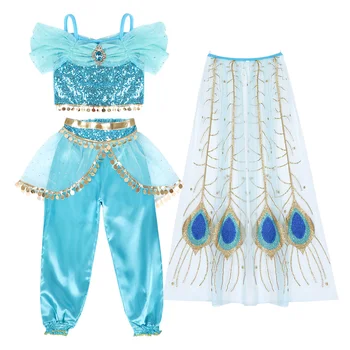 Jurebecia Princess kostiumas mergaitėms Helovinas Pasipuoškite išgalvotu gimtadieniu Teminis vakarėlis Vaidmenų žaidimo apranga Mėlyna - Nuotrauka 2  