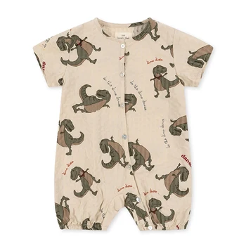 2023 KS pavasario vaikiškų drabužių komplektas vaikams Dinozaurų marškinėliai ir kelnės Mažylio animacinis filmas trumpomis rankovėmis Romper naujagimis mielas - Nuotrauka 2  