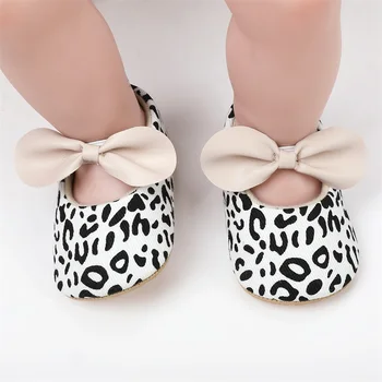 Mielos mergaitės Mary Jane Flats Neslidūs peteliškės princesės suknelės batai Leopardo lovelės batai kūdikiams - Nuotrauka 2  