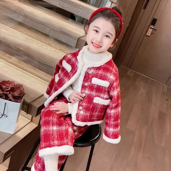 Mergaitė Žiema Naujas komplektas Korėjietiško stiliaus vaikų drabužiai Naujųjų metų drabužiai Dviejų dalių vaikai Medvilniniai Naujųjų metų drabužiai Mergaičių drabužių komplektas - Nuotrauka 2  