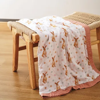 Laiminga fleita Mažesnė kaina Bambuko medvilnės antklodės kūdikiams Super minkštas plaunamas vasaros vėsus antklodės įvyniojimas kūdikiui - Nuotrauka 2  
