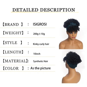 Soft Kinky Curly Headband Wig Short Afro Kinky Curly Turban Wrap Wigs for Women 10'' Synthetic Afro Curly Wig with Scarf Cosplay - Nuotrauka 2  