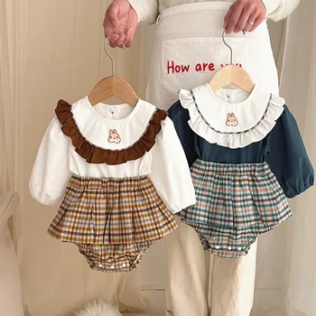 Preppy stilius Pavasario rudens šeimos derantys drabužiai ilgomis rankovėmis pledas Smėlinukas Brolio ir sesers kombinezonas Vaikų drabužiai E657 - Nuotrauka 2  