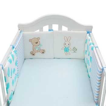 Sulankstoma kūdikio lovos buferis Medvilninis kūdikio lovelės apsaugos kilimėlis Daugiaspalviai vaikiškos lovelės buferiai lovelėje naujagimiams - Nuotrauka 2  