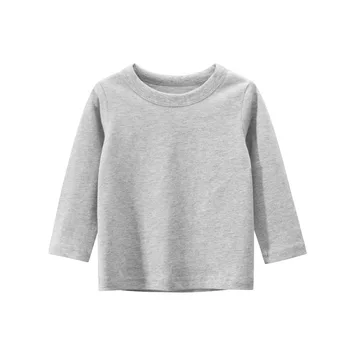 Vaikų rudens drabužiai Mergaitės Berniukų marškinėliai ilgomis rankovėmis Vienspalviai medvilniniai marškinėliai Sportiniai topai Vaikiški drabužiai 2-9 metų - Nuotrauka 2  