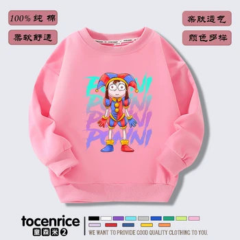 The Amazing Digital Circus print Sweater Girl Boy Sweatshirts Children Kid Cartoon Hoodies Kid Pullover Cotton Clothes Pomni Jax - Nuotrauka 2  