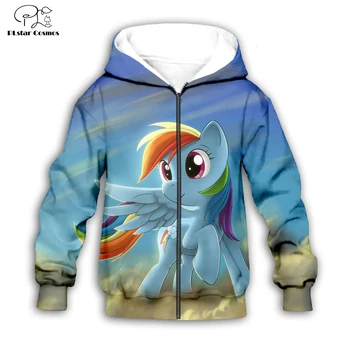 Vaikiškų drabužių komplektas Pavasaris Ruduo Mano mažasis animacinis filmas mėlynas arklio džemperis 3D spausdinti Mergaitės Paltai galaktika Gobtuvai Berniukai Vaikų kostiumas - Nuotrauka 2  