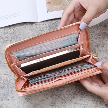 Piniginės moters naujas ilgas užtrauktukas mobiliojo telefono krepšys Korėjietiška versija madinga piniginė didelės talpos piniginė ranka - Nuotrauka 2  