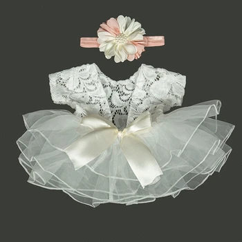 Baby Photography Props Apranga Nėriniuotas peteliškės sijonas su gėlių galvos juosta - Nuotrauka 2  