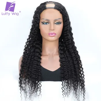200Density Glueless Deep Wave V Part Wig Remy Human Hair No Leave Out Upgrade Upart Loose Curly Wigs for Women - Nuotrauka 2  