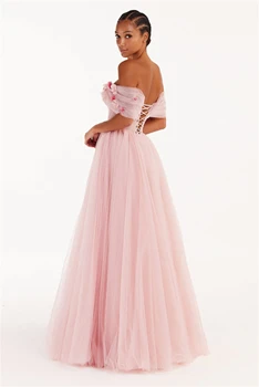 Aileen Sweetheart Elegantiškos vakarinės suknelės moterims Prabangios moteriškos vakarėlio suknelės linija Išleistuvių suknelė 3D gėlės Rožinis tinklelis 2023 - Nuotrauka 2  