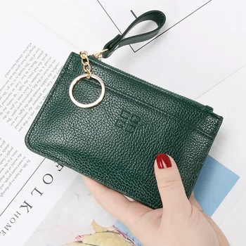Leather Texture Coin Rankse Women's Mini Soft Leather Handbag New Driving Card Bag Ultra-thin Coin Zipper Bag Key Bag - Nuotrauka 2  