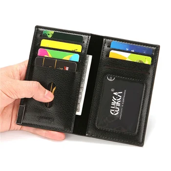 Men PU Leather Slim Wallet Business Clutch Bag Coin Purse Multi Card Slot kreditinės kortelės laikiklis - Nuotrauka 2  