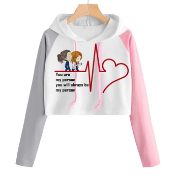 New Greys Anatomy Hoodies Women Ilgomis rankovėmis megztiniai Harajuku You Are My Person Printed Sweatshirts Lover Ecg Hoodie Female - Nuotrauka 2  