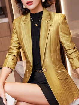 2023 Ruduo Naujos Korėjos moterys Slim Small Suit Office Lady Fashion Jacket Casual Coat Drabužių kokybė Blazer Top - Nuotrauka 2  