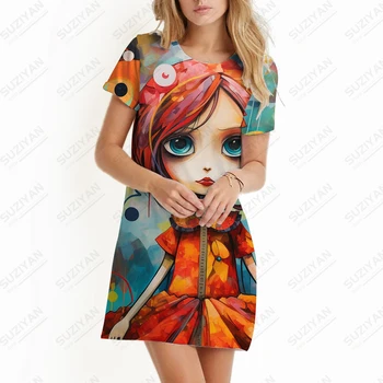 Asmenybė Kūrybinga 3D Print suknelė Vasarinė laisva laisvalaikio suknelė Gatvės mada Suknelė trumpomis rankovėmis Įprasta Suknelė dideliu dydžiu - Nuotrauka 2  