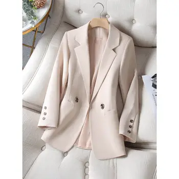 Khaki Black England Style Suit Jacket Spring Ladies Office Work Casual Double Breasted Blazer Tops Large Size 4Xl - Nuotrauka 2  