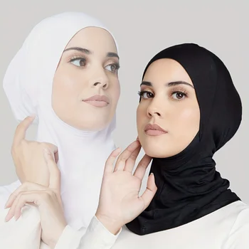 musulmonų vienspalvis momentinis hidžabas paprastas plonas kvėpuojantis elastingas maža skrybėlė Atsitiktinis lauko kremas nuo saulės modalinis hidžabo dangtelis - Nuotrauka 2  