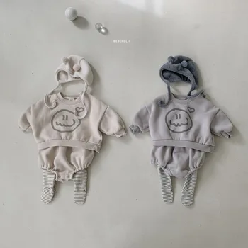 Winter Baby Thicken Warm Clothings Boy Girl Kids Cartoon Plus Velvet Džemperis Set Kid Retro Fleece Tops + Solid Shorts 2vnt - Nuotrauka 2  