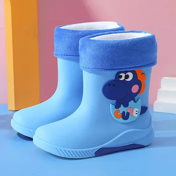 Patogūs lengvi vaikiški lietaus batai Mielas animacinis filmas Baby Boys Girls Vandens batai Šilti lietaus batai Guminiai vaikai Lietaus batai - Nuotrauka 2  