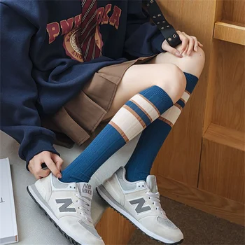 Mėlynos dryžuotos blauzdinės kojinės moterims Four Seasons Thin Sock Wearing jk pile up kojinės išoriniam dėvėjimui ins tendencija kelių spalvų - Nuotrauka 2  