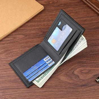 New men's wallet fashion casual plain soft wallet multi-card large capacity short small wallet burst - Nuotrauka 2  