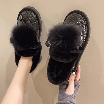 Round Toe Winter Boots Lady Women's Shoes Platform Boots-Women Plush Australia Flat Heel 2023 Clogs Ankle Med Leather Rubber Fu - Nuotrauka 2  
