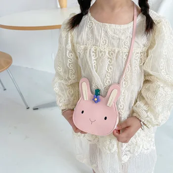 Cartoon Animal Pu odinis krepšys per petį Cutecross Body Messenger krepšys vaikams Minkštas zuikis Vaikai Mažylis Mergaitė Berniukas Piniginė - Nuotrauka 2  