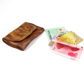 Viršutinio sluoksnio karvės odos raugintos odos kūrybinių kortelių krepšys piniginė Retro pagamintas senas karvės kailis minimalistinis vairuotojo pažymėjimo kortelės krepšys - Nuotrauka 2  