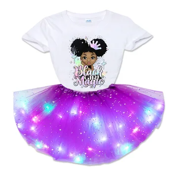 Vaikų gimtadienio suknelių komplektas mergaitėms Princesės Afro mergaičių vakarėlis Lengvas Tutu suknelės kostiumas Amerikos juodaodės mergaitės gimtadienis Undinės apranga 6t - Nuotrauka 2  
