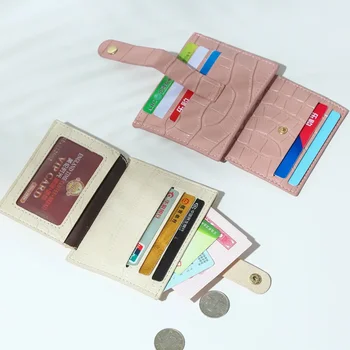 Naujo nišinio dizaino kortelių krepšys monetų piniginė kelių kortelių piniginė moteriška ins saldainių spalva krokodilo grūdas mažas šviežias - Nuotrauka 2  
